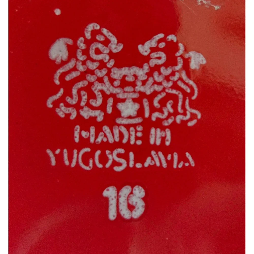 Vintage Emo Celje Red Enamel Teapot Yugoslavia Retro Mid Century Retro, Stamped